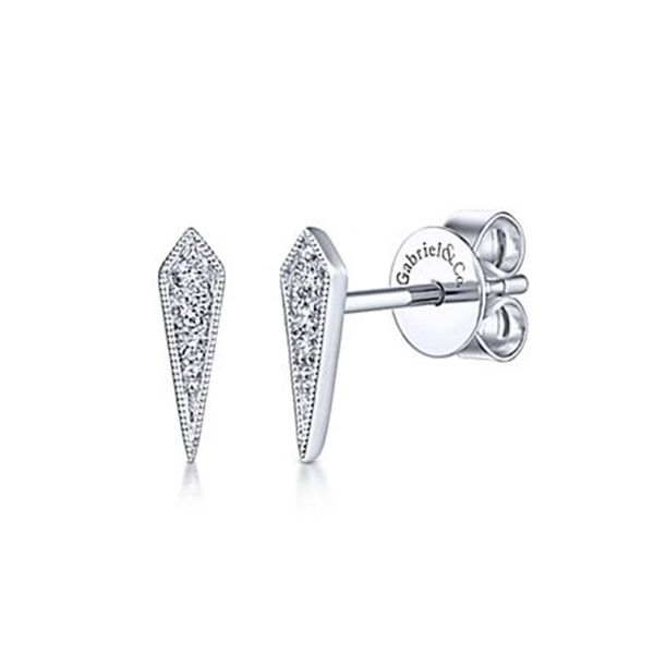 14k White Gold Pointed Diamond Stud Earrings Meigs Jewelry Tahlequah, OK
