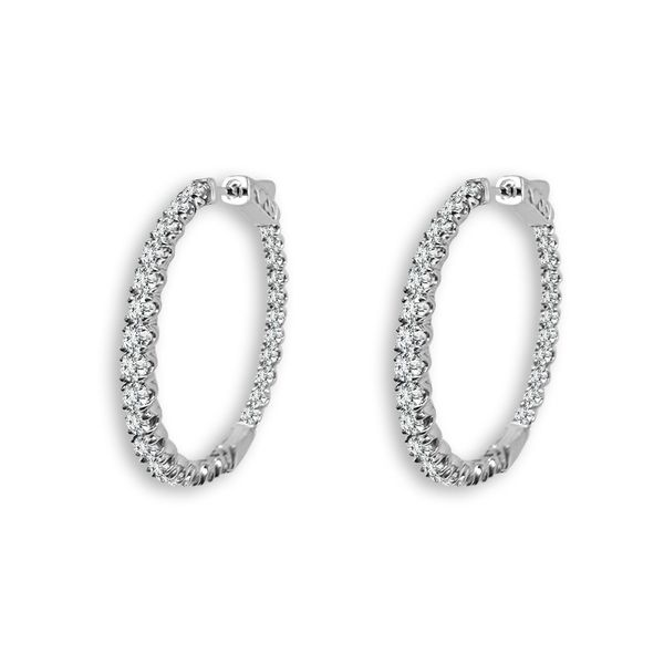 14k White Gold Diamond Hoops Meigs Jewelry Tahlequah, OK