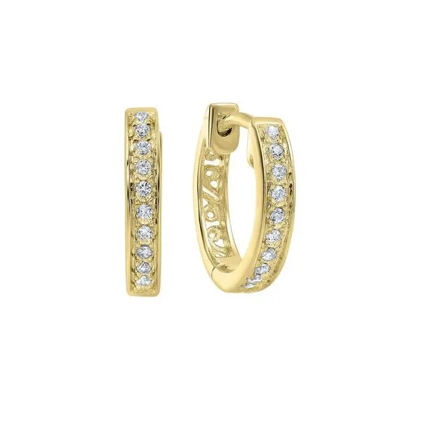 Yellow Gold Diamond Huggie Earrings Meigs Jewelry Tahlequah, OK