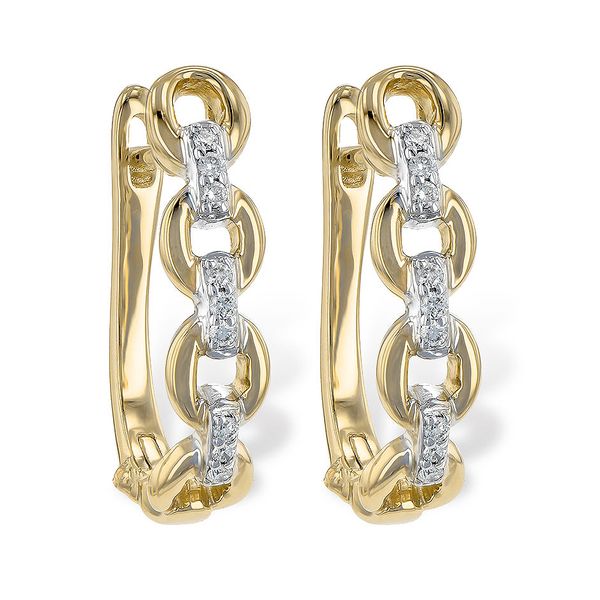 Yellow Gold Link Diamond Hoop Earrings Meigs Jewelry Tahlequah, OK