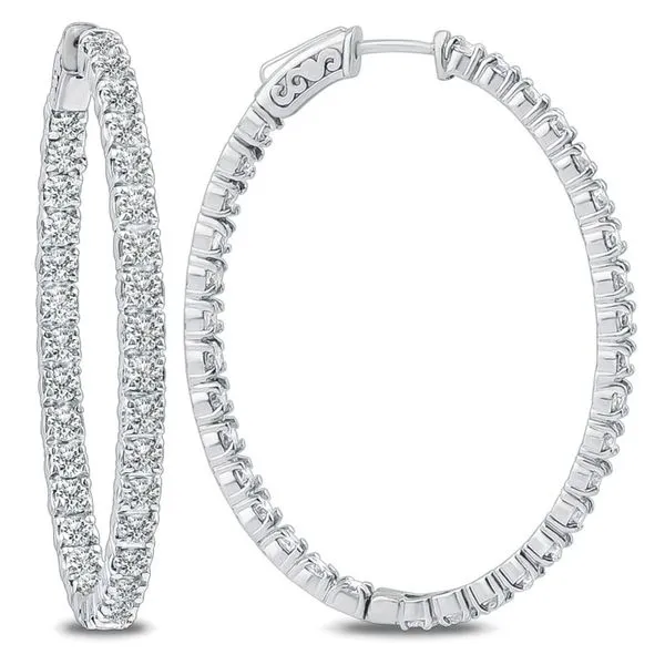 White Gold Oval Diamond Hoop Earrings Meigs Jewelry Tahlequah, OK