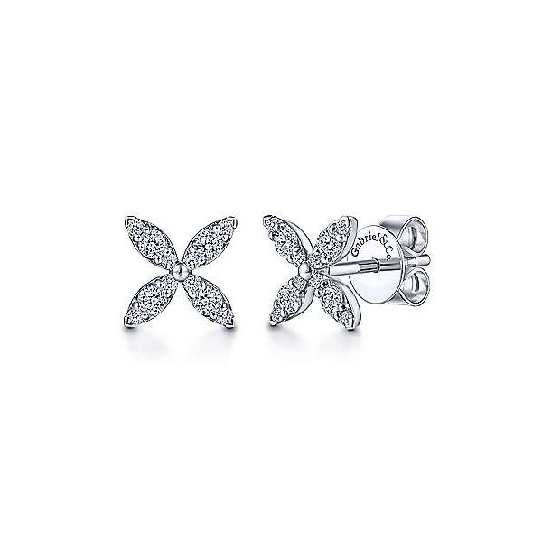 Gabriel & Co. Diamond Flower Stud Earrings Meigs Jewelry Tahlequah, OK