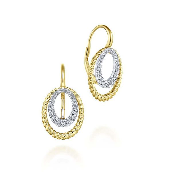 Gabriel & Co Two Tone Diamond Oval Drop Earrings Meigs Jewelry Tahlequah, OK