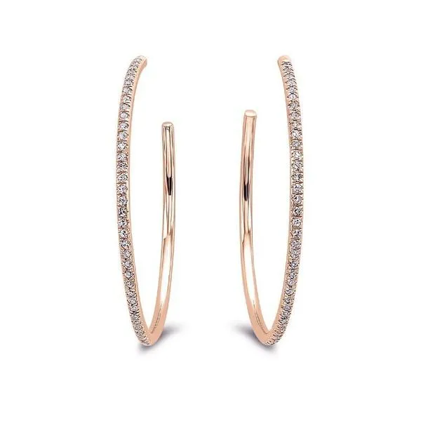 Rose Gold Small Diamond Hoop Earrings Meigs Jewelry Tahlequah, OK