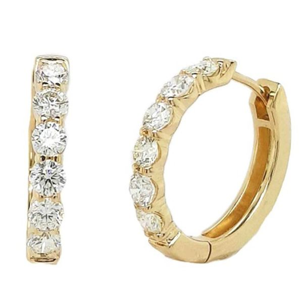 Yellow Gold Diamond Hoop Earrings Meigs Jewelry Tahlequah, OK