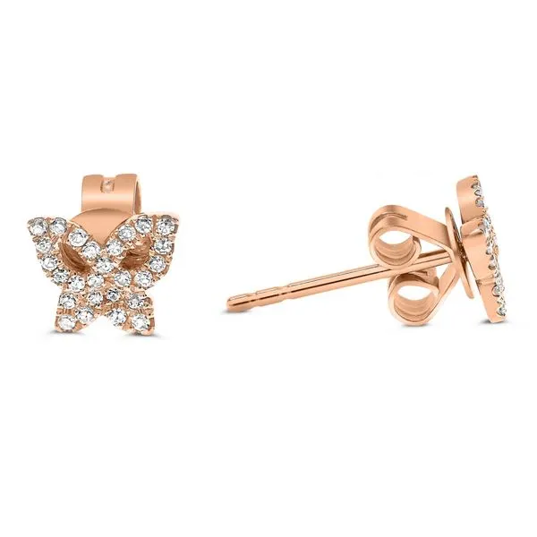 Rose Gold Diamond Butterfly Stud Earrings Meigs Jewelry Tahlequah, OK