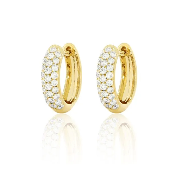 Yellow Gold Pave Diamond Hoop Earrings Meigs Jewelry Tahlequah, OK