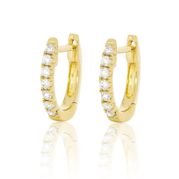 Yellow Gold Small Diamond Hoop Earrings Meigs Jewelry Tahlequah, OK