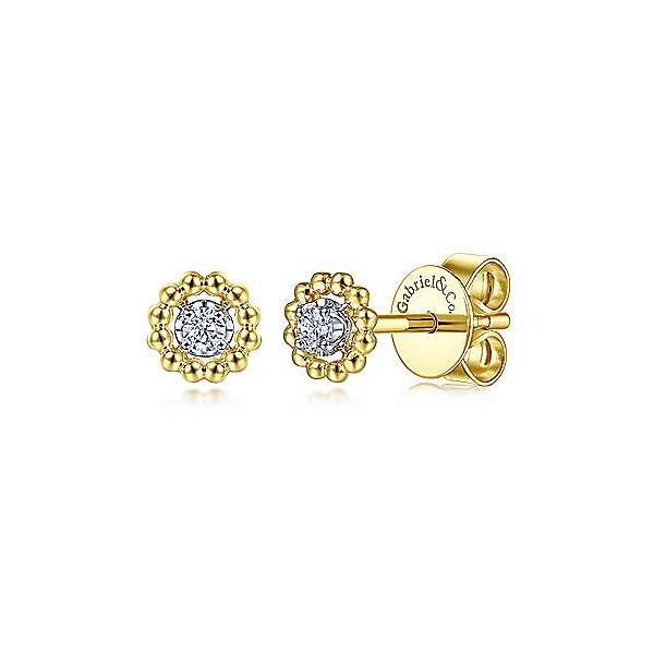 Gabriel & Co. Yellow Gold Diamond Stud Earrings Meigs Jewelry Tahlequah, OK