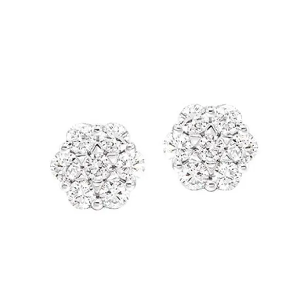 White Gold Diamond Cluster Stud Earrings Meigs Jewelry Tahlequah, OK