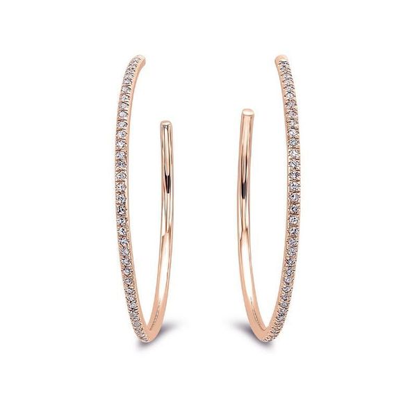 Rose Gold Small Diamond Hoop Earrings 00115004210 Meigs Jewelry