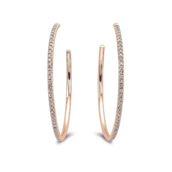 Rose Gold Small Diamond Hoop Earrings Meigs Jewelry Tahlequah, OK