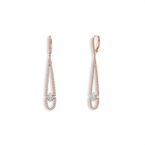 Rose Gold Diamond Dangle Earrings Meigs Jewelry Tahlequah, OK