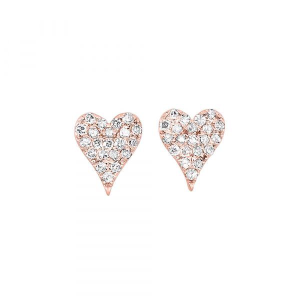 Rose Gold Pave Diamond Heart Stud Earrings Meigs Jewelry Tahlequah, OK