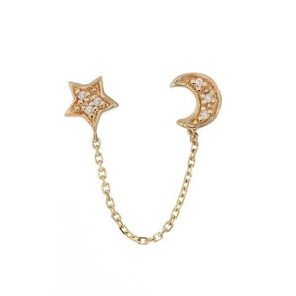 14K Yellow Gold Fashion Single Pave Diamond Earring Meigs Jewelry Tahlequah, OK