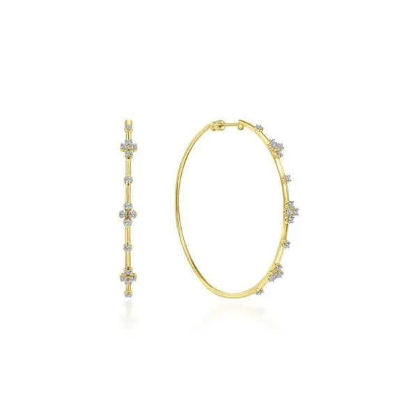 Gabriel & Co. 14K Yellow Gold Classic Diamond Hoop Earrings Meigs Jewelry Tahlequah, OK