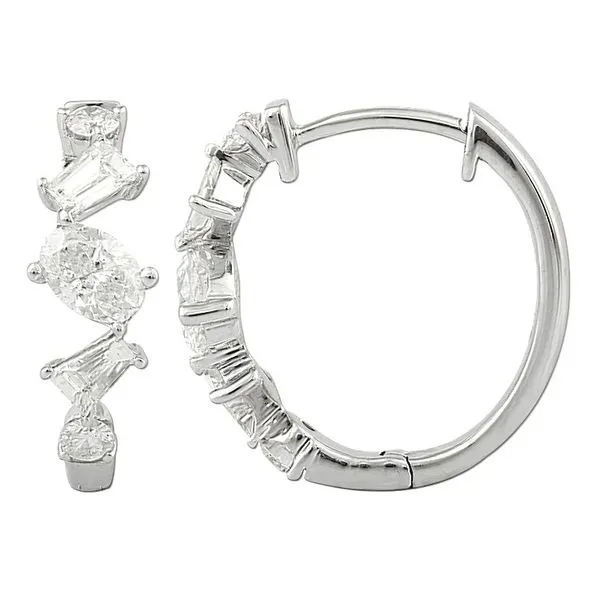 White Gold Multi Shape Diamond Hoop Earrings Meigs Jewelry Tahlequah, OK