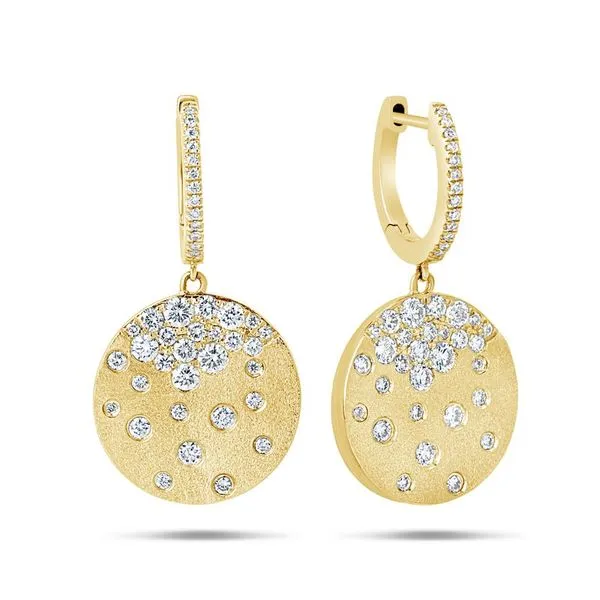 Yellow Gold Confetti Diamond Dangle Earrings Meigs Jewelry Tahlequah, OK