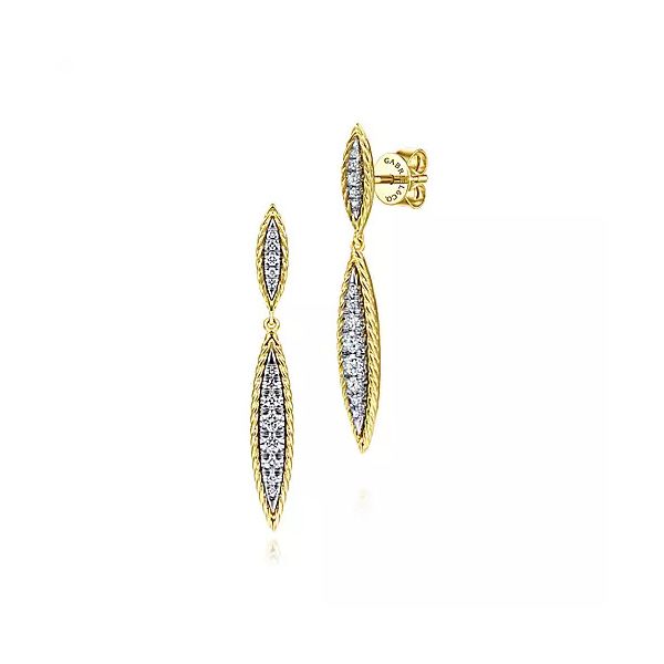 Gabriel & Co. Two Toned Diamond Earrings Meigs Jewelry Tahlequah, OK