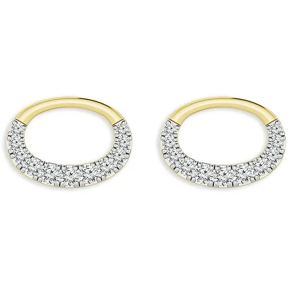 Yellow Gold Open Oval Diamond Stud Earrings Meigs Jewelry Tahlequah, OK