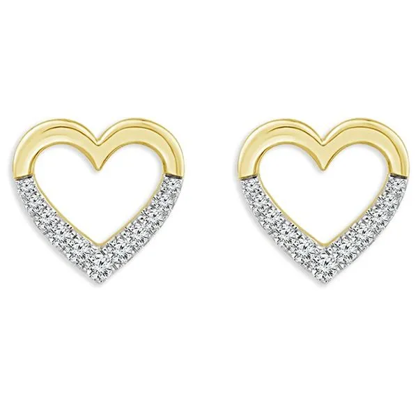 Yellow Gold Open Diamond Heart Stud Earrings Meigs Jewelry Tahlequah, OK