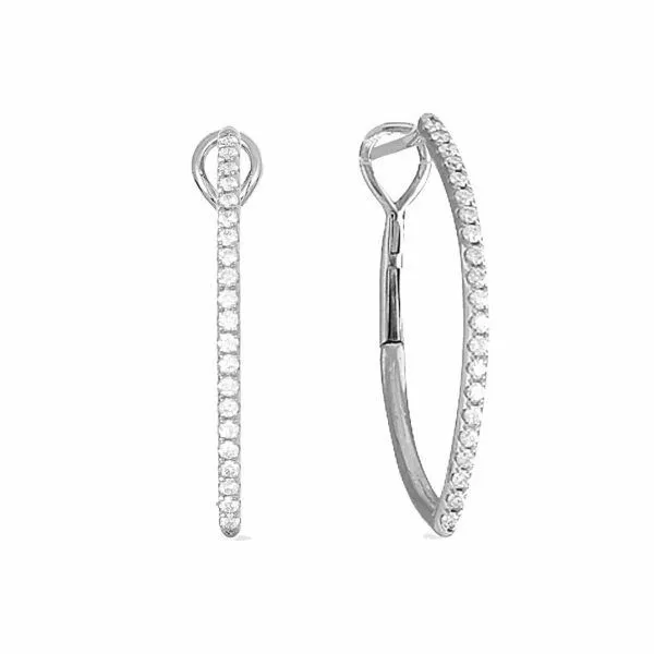 14k White Gold Diamond Marquise Shaped Hoop Earrings Meigs Jewelry Tahlequah, OK