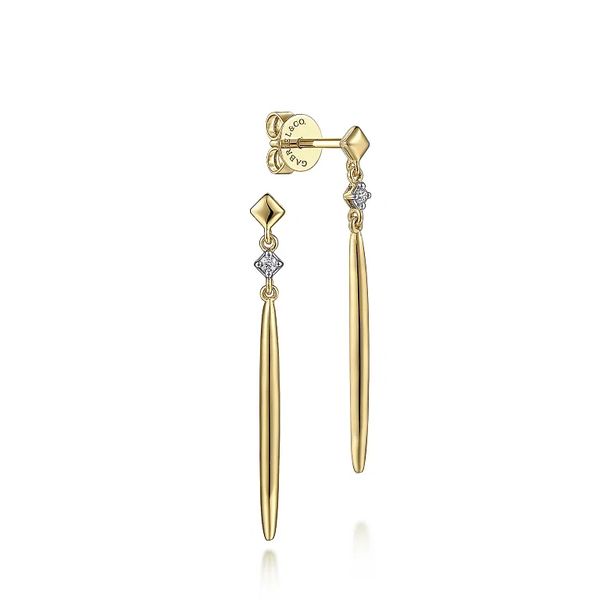 Gabriel & Co. 14K Yellow Gold Diamond and Spike Drop Earrings Meigs Jewelry Tahlequah, OK