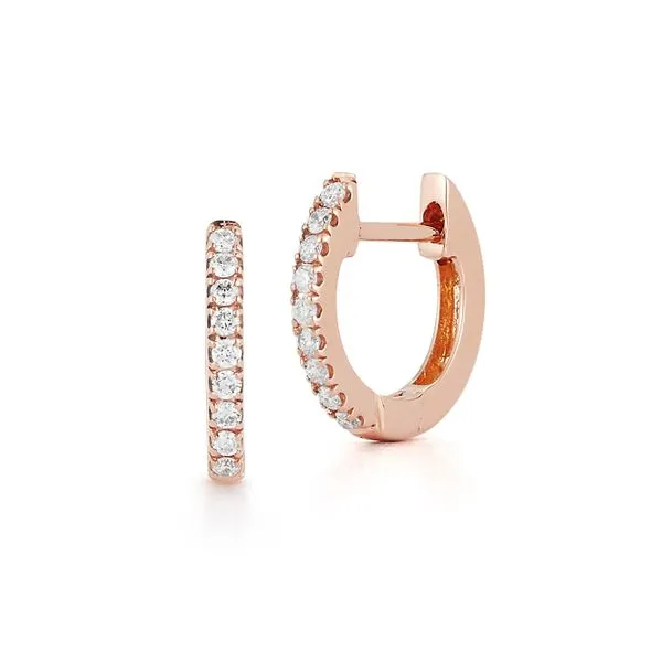 Rose Gold Small Diamond Huggie Earrings Meigs Jewelry Tahlequah, OK