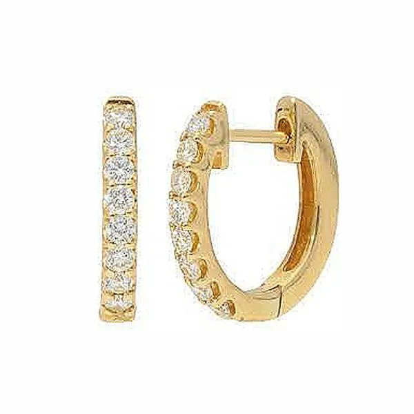 Yellow Gold Diamond Huggie Earrings Meigs Jewelry Tahlequah, OK