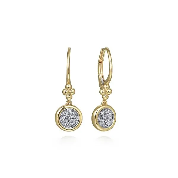 Gabriel & Co. 14K White and Yellow Gold Diamond Cluster Bujukan Lever Back Earrings Meigs Jewelry Tahlequah, OK