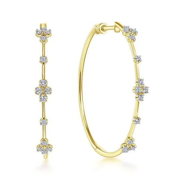 Gabriel & Co. Yellow Gold Diamond Hoop Earrings Meigs Jewelry Tahlequah, OK