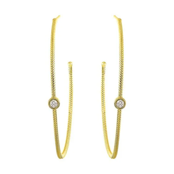 Yellow Gold Single Diamond Hoop Earrings Meigs Jewelry Tahlequah, OK