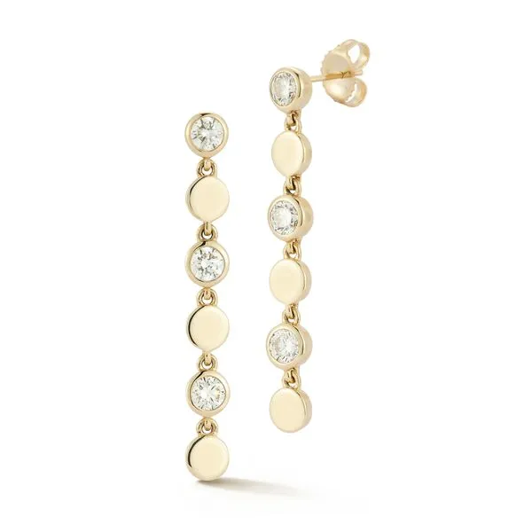 14K Yellow Gold Diamond Bezel Drop Earrings Meigs Jewelry Tahlequah, OK