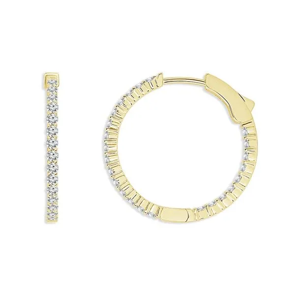 Yellow Gold Diamond In & Out Hoop Earrings Meigs Jewelry Tahlequah, OK