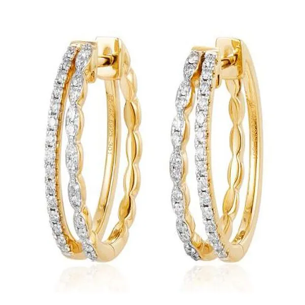 Two Tone 2Row Diamond Hoop Earrings Meigs Jewelry Tahlequah, OK