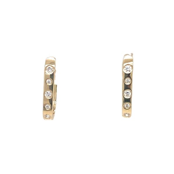14KY .13CTW 15x11MM SAT FIN HUGGIE EARRINGS Meigs Jewelry Tahlequah, OK
