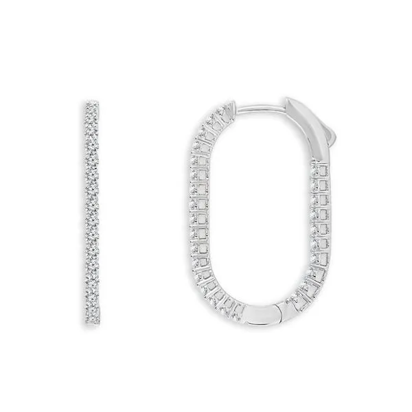 14K White Gold Diamond In-Out Hoop Earrings Meigs Jewelry Tahlequah, OK