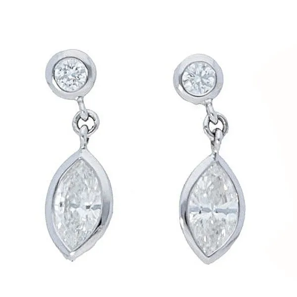 Round & Marquise Diamond Drop Earrings Meigs Jewelry Tahlequah, OK