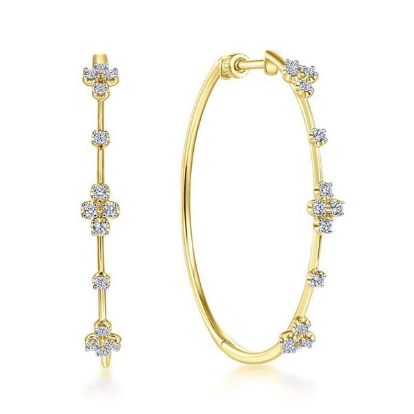 Gabriel & Co. Yellow Gold Diamond Hoop Earrings Meigs Jewelry Tahlequah, OK
