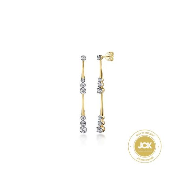 Linear Grad Diamond Drop Earrings in 14K Yellow Gold Meigs Jewelry Tahlequah, OK