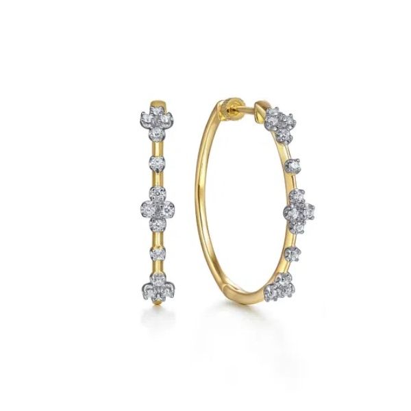 14K Yellow Gold Diamond Hoop Earrings Meigs Jewelry Tahlequah, OK