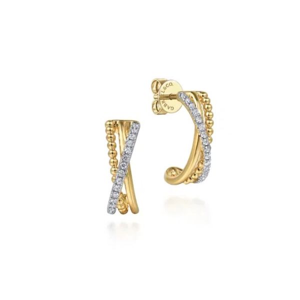 14K Yellow Gold Diamond J Earrings Meigs Jewelry Tahlequah, OK