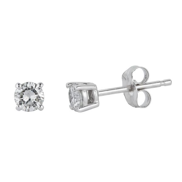 14KW .75CTW 4 Prong Round Diamond Stud Earrings Meigs Jewelry Tahlequah, OK