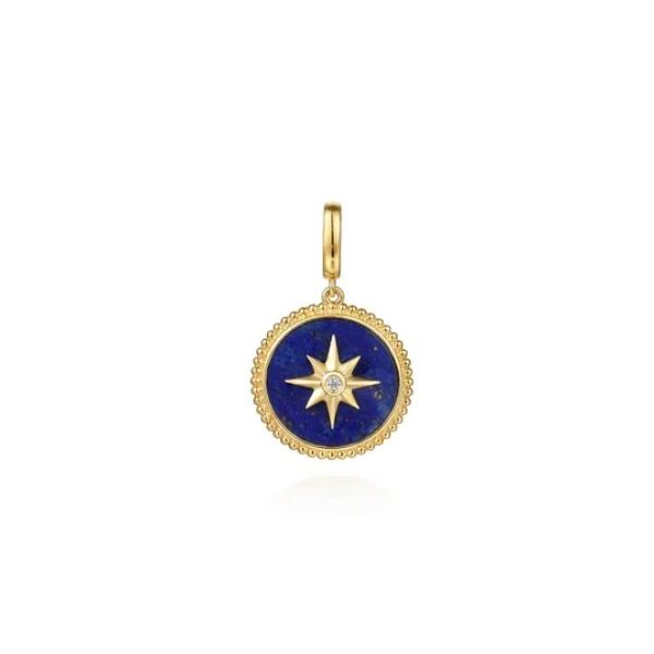 14K Yellow Gold Lapis Medallion Pendant Meigs Jewelry Tahlequah, OK