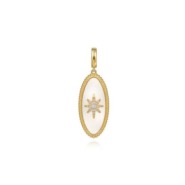 14K Yellow Gold Mother of Pearl Medallion Pendant Meigs Jewelry Tahlequah, OK