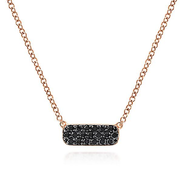 14kt Rose Gold Rectangular Black Diamond Bar Fashion Necklace Meigs Jewelry Tahlequah, OK