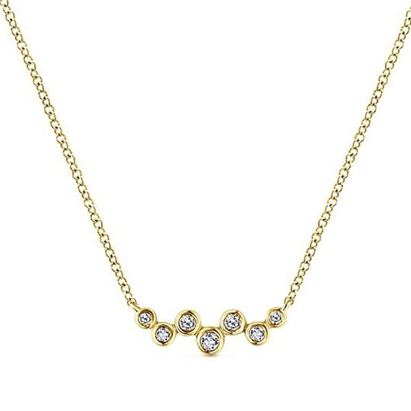 14kt Yellow Gold Diamond Bezel Zig Zag Necklace Meigs Jewelry Tahlequah, OK