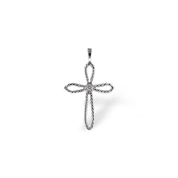 White Gold Diamond Cross Necklace Image 2 Meigs Jewelry Tahlequah, OK