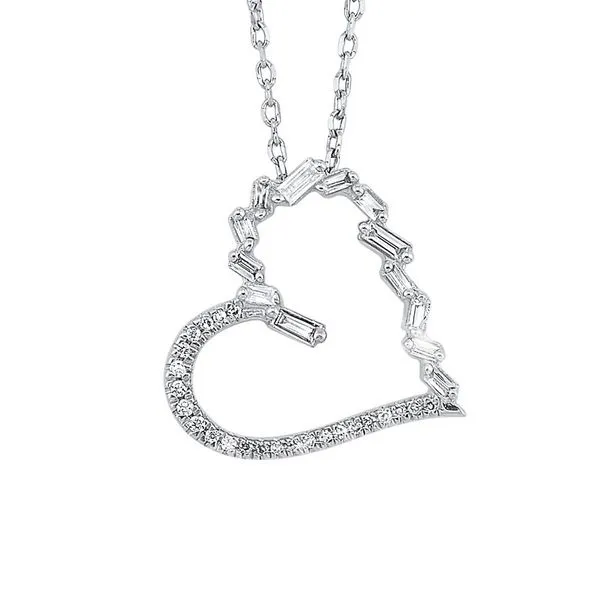 14k White Gold Diamond Heart Necklace Meigs Jewelry Tahlequah, OK