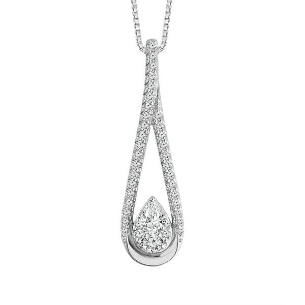 14k White Gold Tear Shape Diamond Necklace Meigs Jewelry Tahlequah, OK